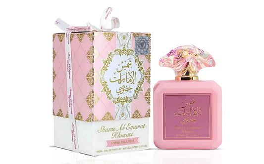 Ard al Zaafaran Pink Blush Shams Al Emarat Khususi, Marshmallow Blush Perfume For Women, Eau de Parfum - 100 ML (3.4 OZ) Romantic & Sweet Arabian Perfume - A Captivating Scent wrapped in Pink Bottle